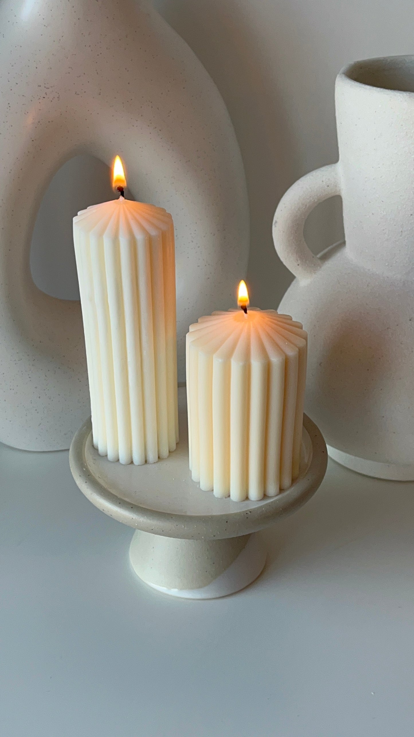 Mini Ribbed Pillar Candle Set